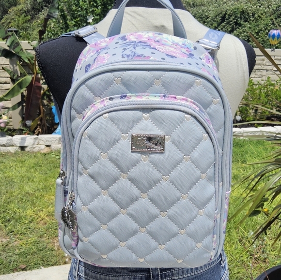 BETSEY JOHNSON BLUE/GREY FLORAL LUV BETSEY BACKPACK - Picture 4 of 4